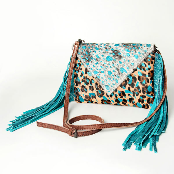ADBG490 American Darling Handcrafted Fringed Hair-On Cowhide & Leather Western Envelop Bag