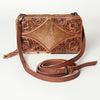 ADBG805 American Darling Hand Tooled Leather Crossbody with Floral Carving and Hair-On Cowhide