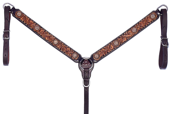 BER195-Western Leather Breast Collar