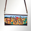 ADBGM112 Hand-Painted Leather Crossbody Clutch -Floral Western Design