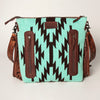LC-ADBGZ230 Aztec Wool Crossbody with Tooled Leather & Fringe - Western Shoulder Bag