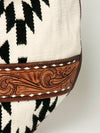 LC-ADBGZ310 Hand Tooled Leather Hobo Bag - Black & White Wool Aztec Shoulder Purse