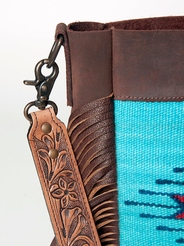 ADBG624 American Darling Hand Tooled Floral & Saddle Blanket Western Messenger Bag