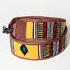 LC-ADBT141 Southwestern Woven Bag Strap with Tribal Pattern & Brown Leather Trim - Handmade Replacement