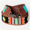 LC-ADBT141 Southwestern Woven Bag Strap with Tribal Pattern & Brown Leather Trim - Handmade Replacement