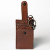 ADCCZ104 Embossed Brown Leather Keychain Cardholder Wallet - Snap & Clip