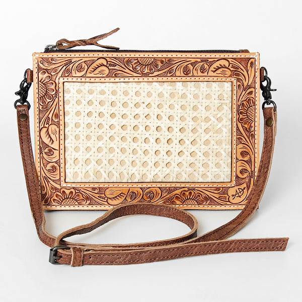 ADBG778 American Darling Hand Tooled Western Leather Crossbody - Floral Carved Full Grain Clutch