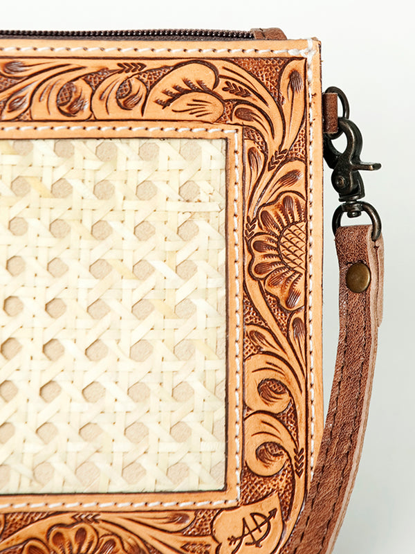 ADBG778 American Darling Hand Tooled Western Leather Crossbody - Floral Carved Full Grain Clutch