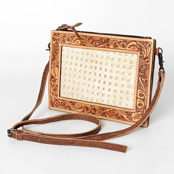 ADBG778 American Darling Hand Tooled Western Leather Crossbody - Floral Carved Full Grain Clutch