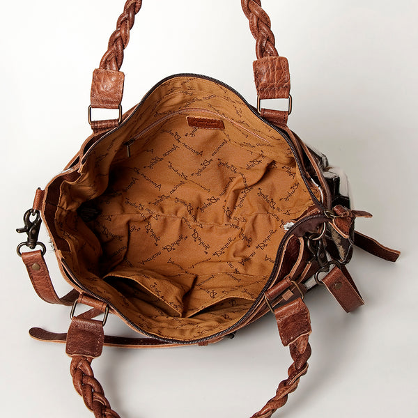 ADBG685 American Darling Handcrafted Western Leather Tote Bag with Braided Handle