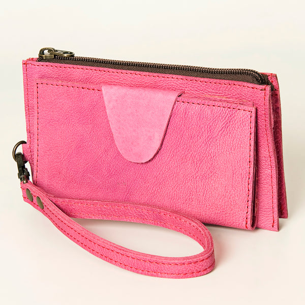 ADBG811 American Darling Handcrafted Pink Leather Wristlet bag - Premium Full Grain Western Purse