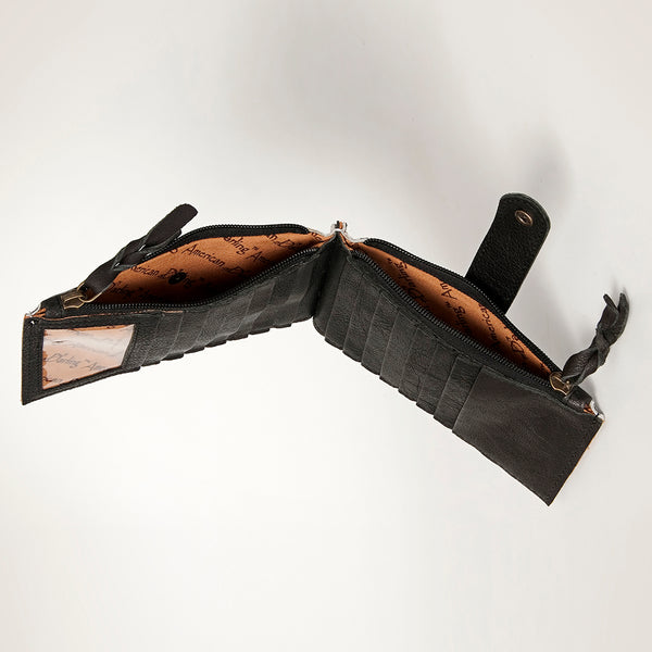 LC-ADBG813 Hair-On Cowhide Card-Holder Bag with Leather Snap Strap