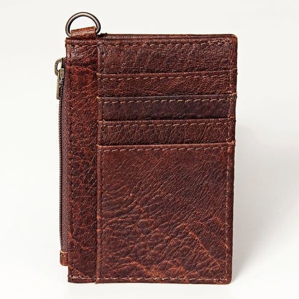 ADBG814 American Darling Genuine Leather Slim Card Holder Wallet with Zipper Pocket