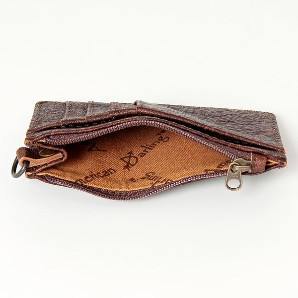 ADBG814 American Darling Genuine Leather Slim Card Holder Wallet with Zipper Pocket