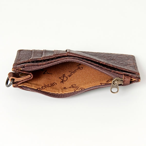ADBG814 American Darling Genuine Leather Slim Card Holder Wallet with Zipper Pocket