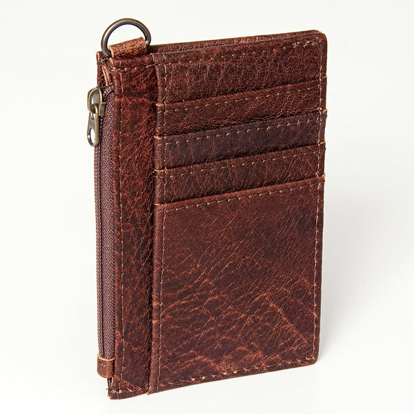 ADBG814 American Darling Genuine Leather Slim Card Holder Wallet with Zipper Pocket