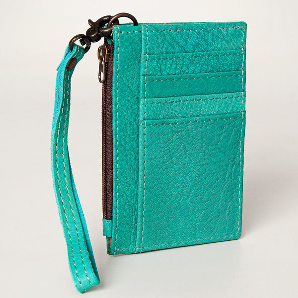 ADBG814 American Darling Genuine Leather Slim Card Holder Wallet with Zipper Pocket