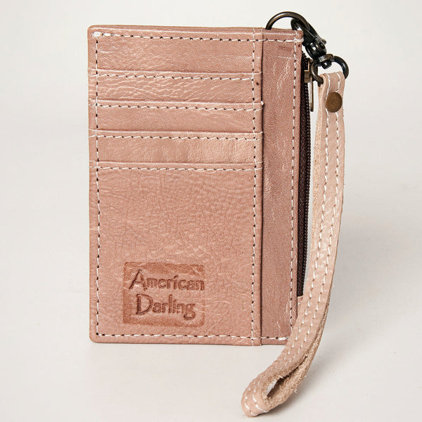 ADBG814 American Darling Genuine Leather Slim Card Holder Wallet with Zipper Pocket