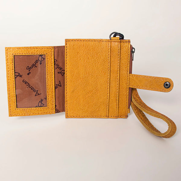 ADBG816 American Darling Genuine Leather Wristlet Card Holder with Snap Tab & Zip Pocket
