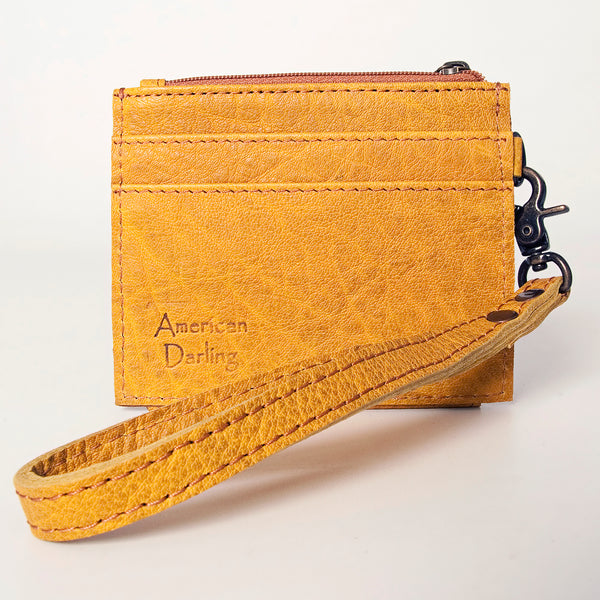 ADBG816 American Darling Genuine Leather Wristlet Card Holder with Snap Tab & Zip Pocket