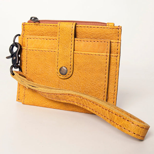 ADBG816 American Darling Genuine Leather Wristlet Card Holder with Snap Tab & Zip Pocket