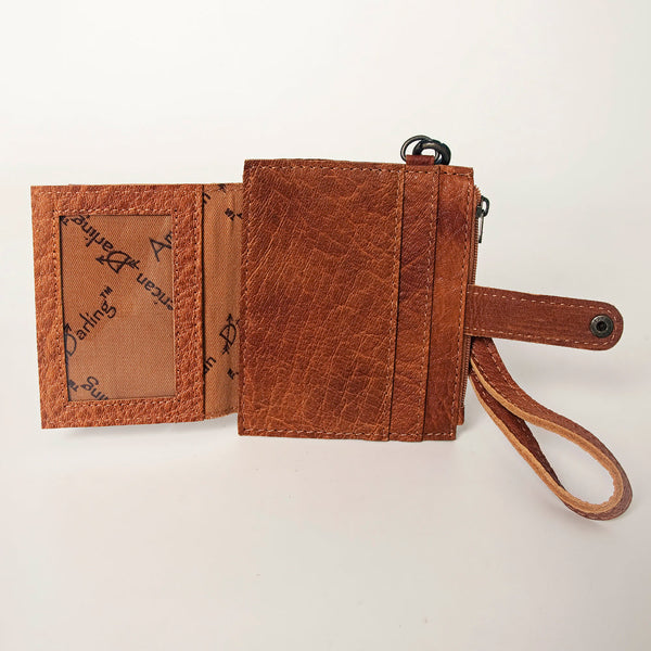 ADBG816 American Darling Genuine Leather Wristlet Card Holder with Snap Tab & Zip Pocket