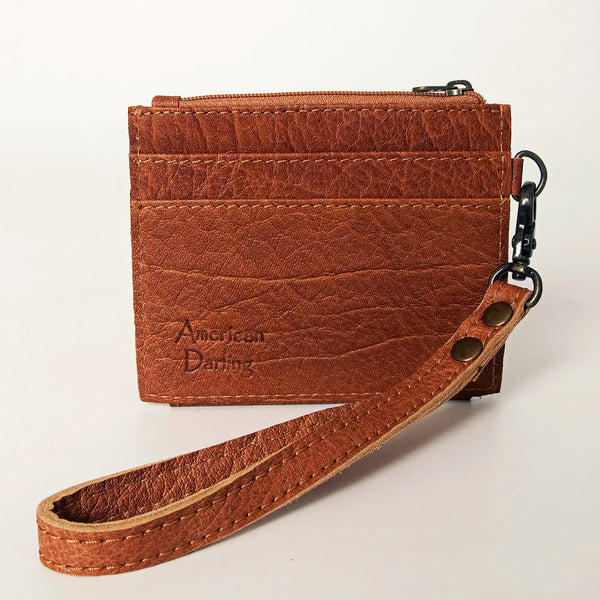 ADBG816 American Darling Genuine Leather Wristlet Card Holder with Snap Tab & Zip Pocket