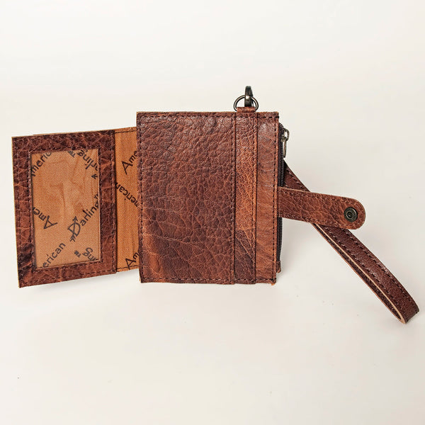ADBG816 American Darling Genuine Leather Wristlet Card Holder with Snap Tab & Zip Pocket