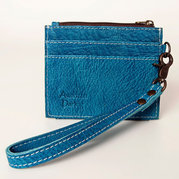 ADBG816 American Darling Genuine Leather Wristlet Card Holder with Snap Tab & Zip Pocket