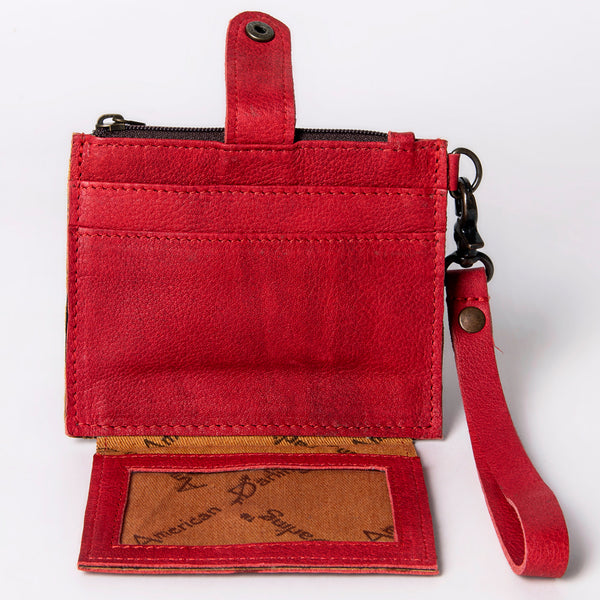 ADBG816 American Darling Genuine Leather Wristlet Card Holder with Snap Tab & Zip Pocket