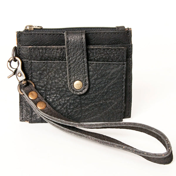 ADBG816 American Darling Genuine Leather Wristlet Card Holder with Snap Tab & Zip Pocket