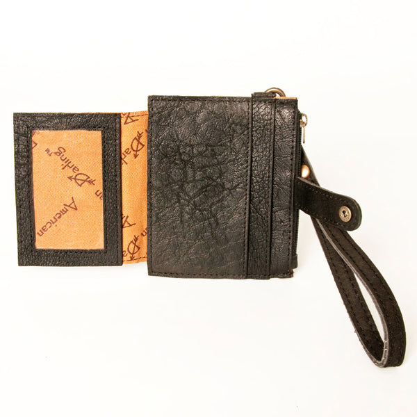 ADBG816 American Darling Genuine Leather Wristlet Card Holder with Snap Tab & Zip Pocket