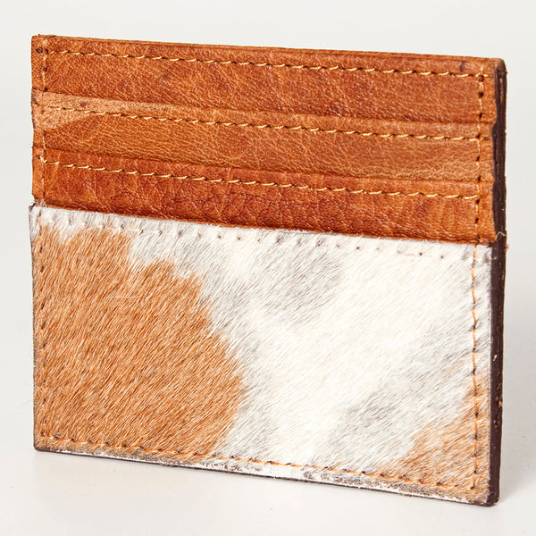 ADBG817 Handcrafted Hair on Hide Card Holder Pebbled Leather Western Slim Card Case
