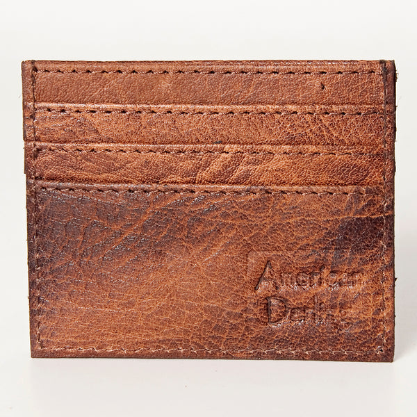 ADBG817 Handcrafted Hair on Hide Card Holder Pebbled Leather Western Slim Card Case