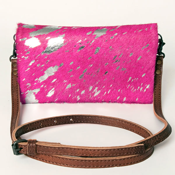 ADBG819 Pink Hair-on-Hide Crossbody Bag - American Darling Genuine Leather Wallet