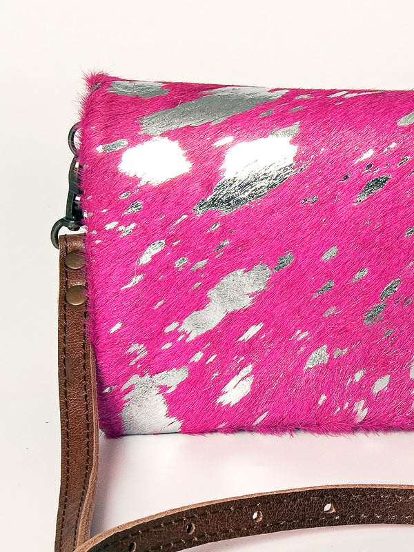 ADBG819 Pink Hair-on-Hide Crossbody Bag - American Darling Genuine Leather Wallet