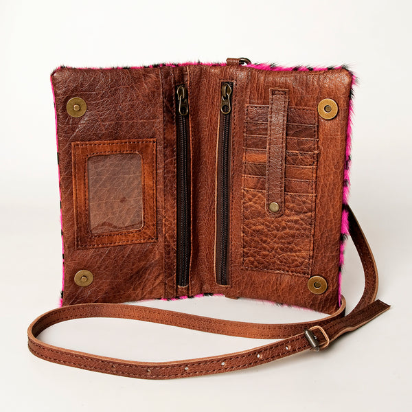 ADBG819 Pink Hair-on-Hide Crossbody Bag - American Darling Genuine Leather Wallet