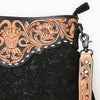 ADBGS192 Floral Embossed Leather Large Crossbody Bag with Fringe & Tooled Strap - Western Elegant Purse