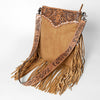 ADBGS192 Floral Embossed Leather Large Crossbody Bag with Fringe & Tooled Strap - Western Elegant Purse
