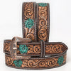 BER175-Hand Painted Western Leather Belt