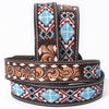 BER221-Hand Tooled Western leather Belt