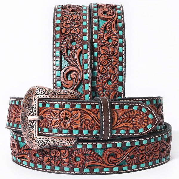 BER241-Hand Carved Western leather Belt