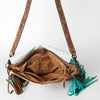 ADBG830 American Darling Western Messenger Bag Hair-On Cowhide with Turquoise Concho and Fringes