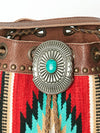 ADBG836 American Darling Western Bucket Bag with Hand Woven Saddle Blanket and Turquoise Concho