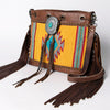 ADBG836 American Darling Western Bucket Bag with Hand Woven Saddle Blanket and Turquoise Concho