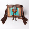 ADBG836 American Darling Western Bucket Bag with Hand Woven Saddle Blanket and Turquoise Concho