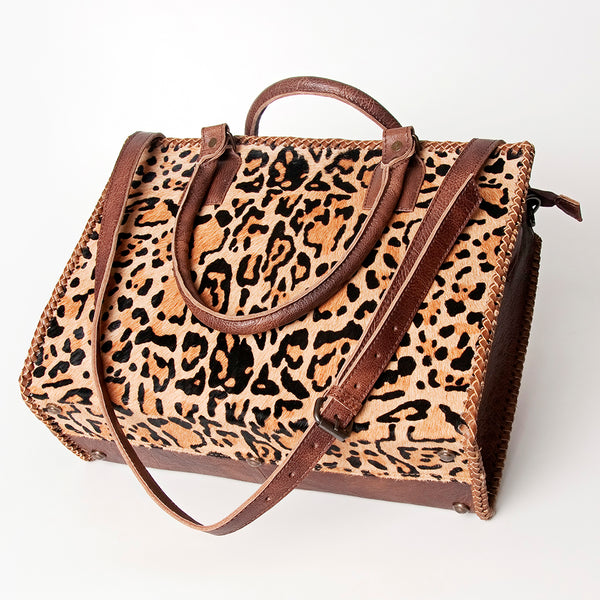 ADBG229 American Darling Western Tote Bag - Handcrafted Hair-On Cowhide & Braided Leather