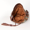 ADBG574 American Darling Aztec Woven Saddle Blanket & Leopard Cowhide Boho Bucket Bag