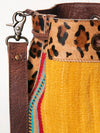 ADBG574 American Darling Aztec Woven Saddle Blanket & Leopard Cowhide Boho Bucket Bag