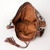 ADBG574 American Darling Aztec Woven Saddle Blanket & Leopard Cowhide Boho Bucket Bag